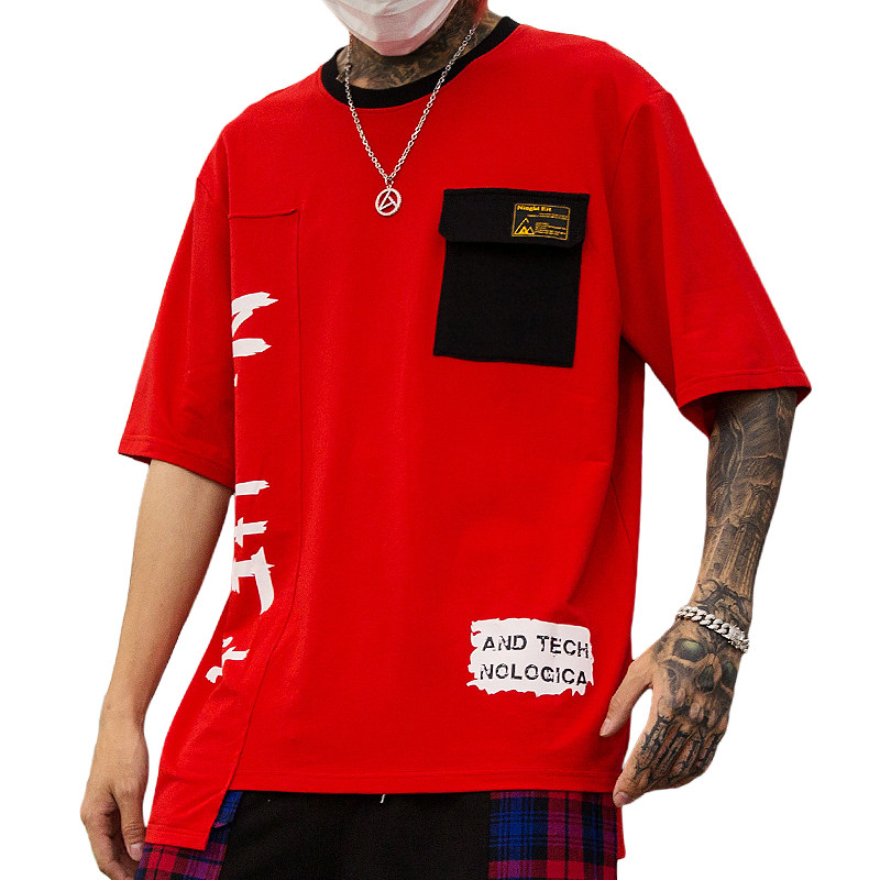 夏季新款男士个性印花短袖T恤嘻哈宽松风五分袖潮T恤T419P55,男装T恤,星座101A-3