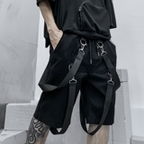 夏季日系港风织带潮流短裤男炸街工装直筒五分青年裤子DK03P65，男装牛仔裤，星座101A-3