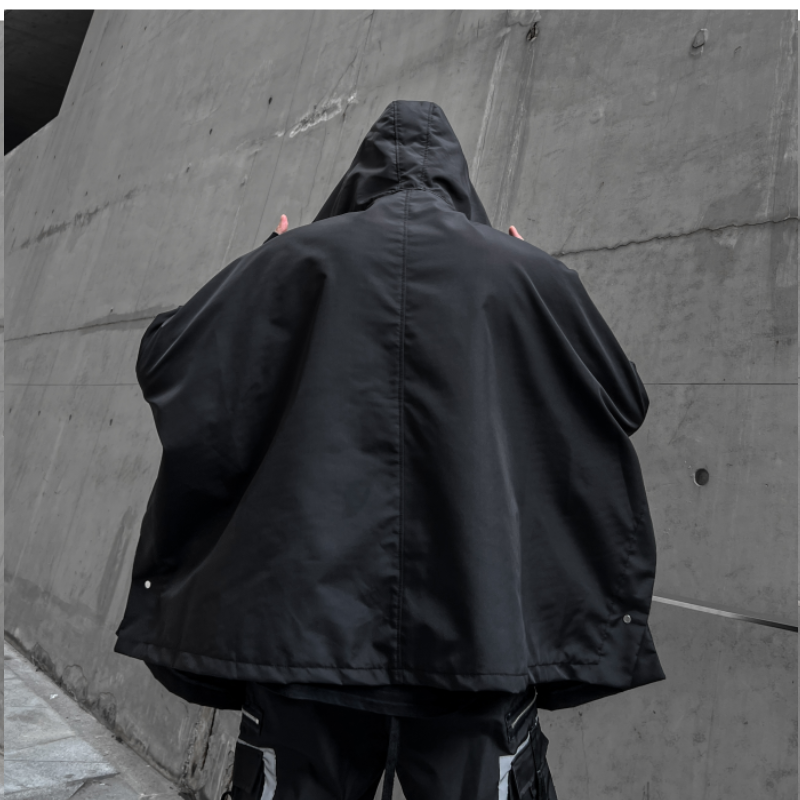 秋冬男暗黑夹克机能风宽松七分袖工装潮牌斗篷连帽外套W350P165,男装夹克,星座101A-3