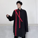 2025春夏织带撞色长袖衬衣潮流免烫男士青年帅气宽松衬衫C72P65，男装衬衫，星座101A-3