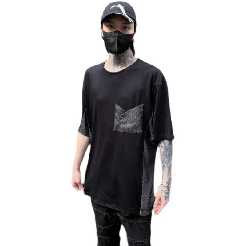 夏季新款暗黑宽松圆领短袖T恤个性口袋潮流半袖上衣T659P75,男装T恤,星座101A-3