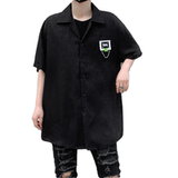 2025年夏季新款纯色短袖衬衫男潮流炸街贴标休闲宽松衬衣C257P75，男装T恤，星座101A-3