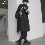 山本风秋冬中长款连帽印花风衣宽松潮牌ins暗黑潮流外套W177P95，男装风衣，星座101A-3