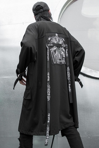 秋冬装男士长款披肩连帽外套暗黑潮薄风衣外套演出 F407 P105图片