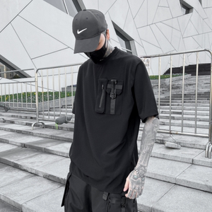 夏季山本风暗黑机能工装立体袋短袖T恤男休闲圆领t恤潮牌 T661P85图片