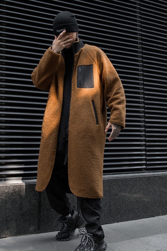 秋冬男士羊羔毛中长款正反两穿外套韩版ins潮流时尚风衣F409P185,男装风衣,星座101A-3