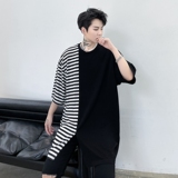 夏季男女圆领短袖T恤潮流ins拼接条纹宽松青春休闲半袖T606P55，男装T恤，星座101A-3