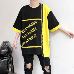 夏季新款个性字母印花短袖t恤男宽松潮流圆领半袖上衣 T408 P55图片