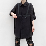 2025夏季新款格纹拼接衬衫男潮流休闲宽松短袖衬衣C258P75，男装T恤，星座101A-3