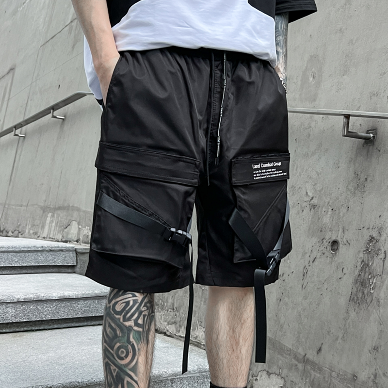 夏季多口袋伞兵机能工装直筒短裤男潮流炸街冲锋裤五分裤 DK66P65图片