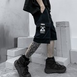 2025夏季日系港风潮流短裤男炸街工装直筒五分青年裤子DK04P55，男装牛仔裤，星座101A-3