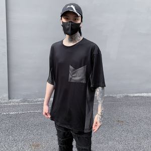 夏季新款暗黑宽松圆领短袖T恤个性口袋潮流半袖上衣 T659 P75图片