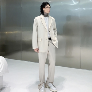 秋冬西服男垂感长裤潮流一套搭配帅气发型师高级感套装XF16 P195图片