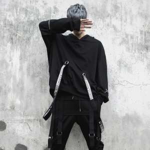 山本风长款连帽卫衣男暗黑系舞台装青年演出服休闲装 CT621 P95图片