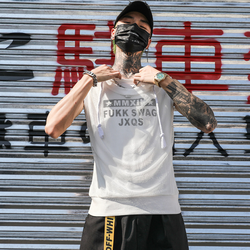 夏季新款男背心潮bf原宿风嘻哈韩版修身男生坎肩连帽B31P65,男装背心/马甲,星座101A-3