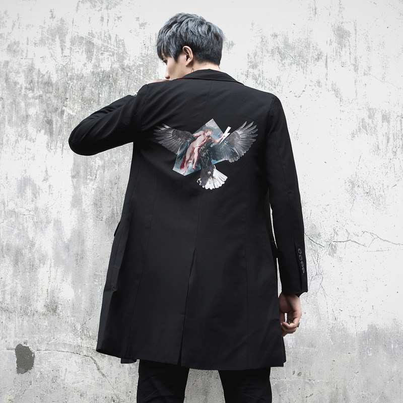 秋冬装男士潮中长款双排扣修身青年西服休闲外套 X300 P85图片