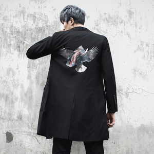 秋冬装男士潮中长款双排扣修身青年西服休闲外套 X300 P85图片