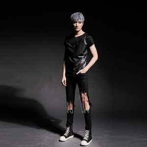 2022潮男夏款非主流演出服个性短袖T恤夜场朋克发型师潮 T310 P55图片