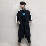 春夏潮男中袖宽松长款衬衫潮发型师立领时尚休闲装C48P95，男装衬衫，星座101A-3