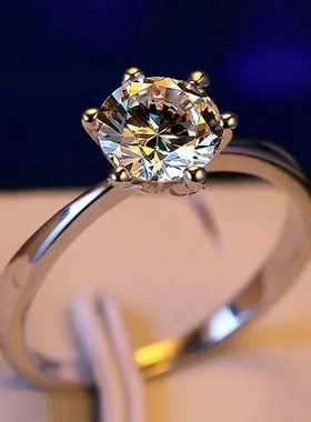 完美精品六爪戒指女开口钻戒小众莫桑石戒指欧美奢华外贸指环饰品