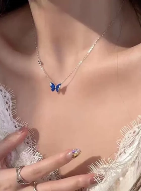 2026新款温感变色蝴蝶项链女小众设计感蝴蝶吊坠气质轻奢女锁骨链
