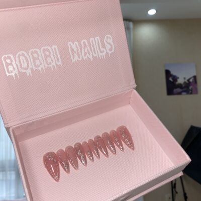 BOBBINAILS欧美立体纹路金属感蹭粉纯手工可拆卸穿戴甲