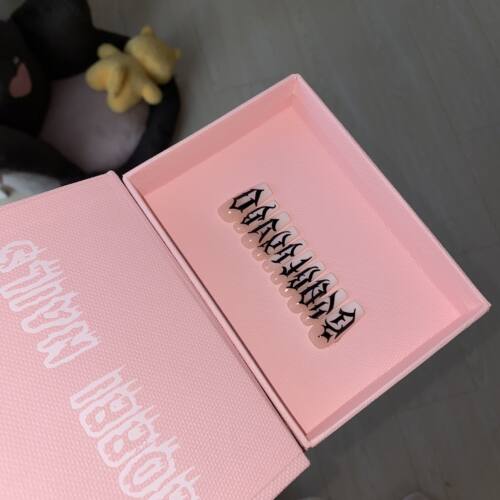 BOBBINAILS欧美INS渐变手绘哥特字母美式穿戴甲手工制作