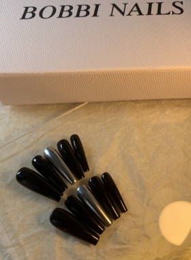 BOBBINAILS手工定制欧美INS暗黑黑色魔镜纯色可拆卸穿戴甲