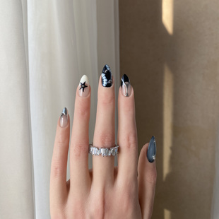 BOBBINAILS欧美ins手绘晕染鳄鱼纹魔镜粉钢珠多元素可拆卸穿戴甲