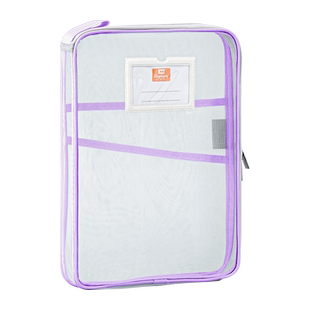 L型科目分类袋手提透明网纱文件袋拉链式大开口小学生拎书袋考试专用袋子初中生作业补习袋资料袋试卷收纳袋