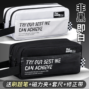 帅气大容量笔袋文具盒男女孩款2025新款小学生铅笔盒黑科技网红帆布初中高中女生高颜值ins风多功能简约耐脏