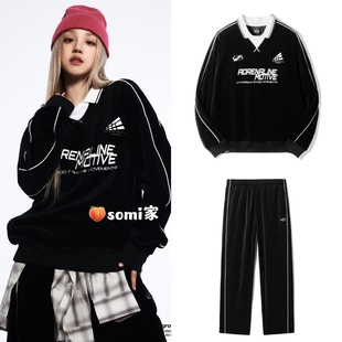 【送小卡】somi家 韩国grooverhyme学院风丝绒卫衣套装宋雨琦同款