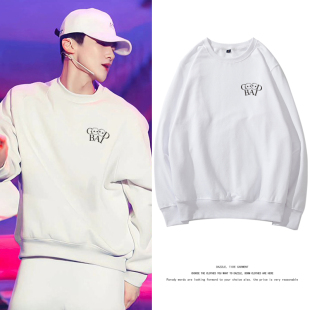 [不起球]白敬亭加绒同款印花字母圆领卫衣男女宽松秋冬季长袖上衣