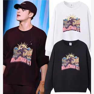 王嘉尔magicman2演唱会同款圆领卫衣美式高街复古卡通周边应援服