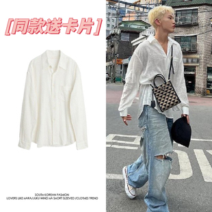 权顺荣同款白色衬衫女2023年夏季新款宽松慵懒风衬衣外套防晒上衣