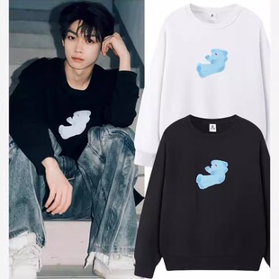 梓渝同款YUNI小熊公仔印花圆领卫衣潮牌趣味学院风可爱情侣装上衣