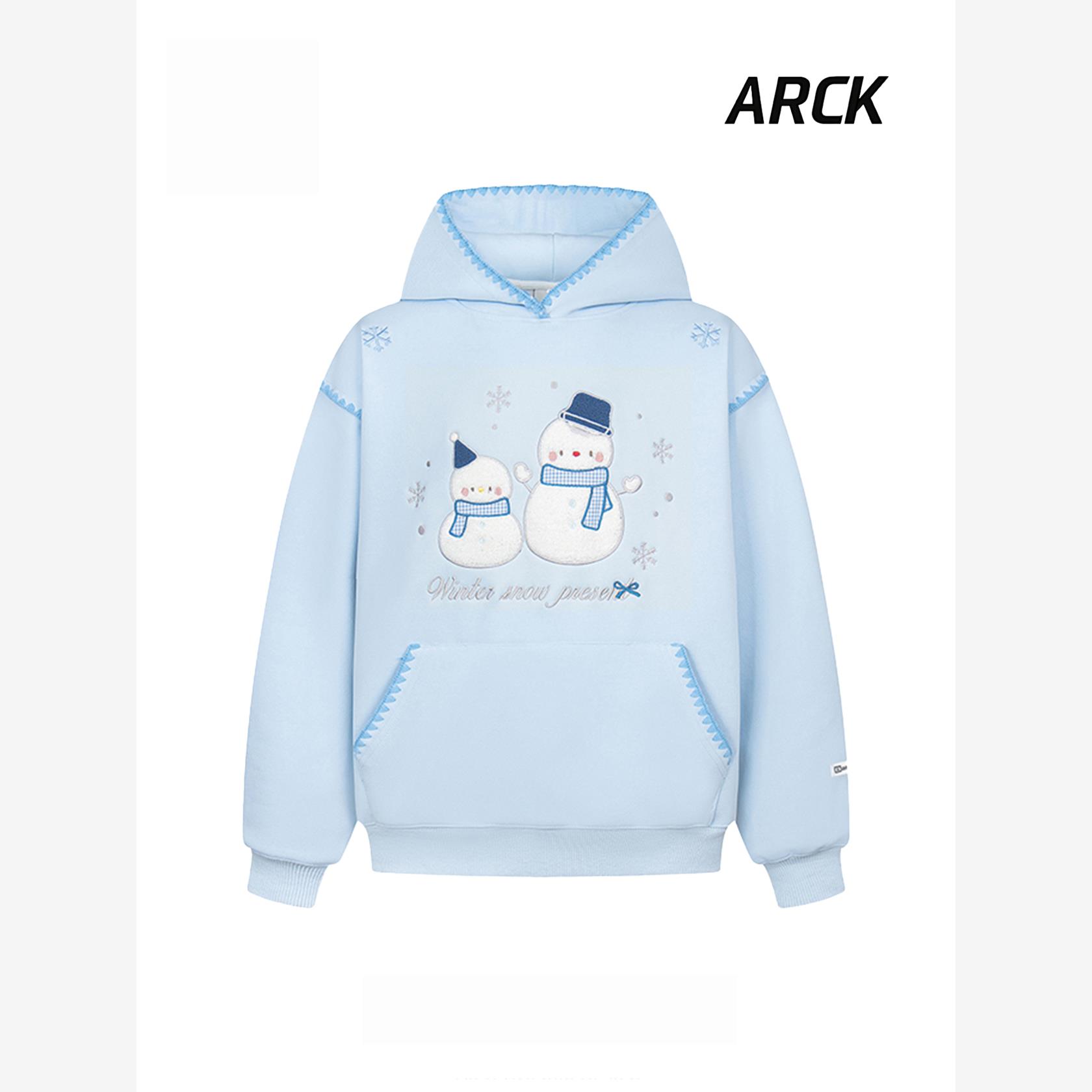 小雪花刺绣连帽卫衣秋冬加绒