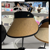 时尚 韩国进口大帽檐发箍式 空顶防晒帽女春夏新款 出游草编遮阳帽子