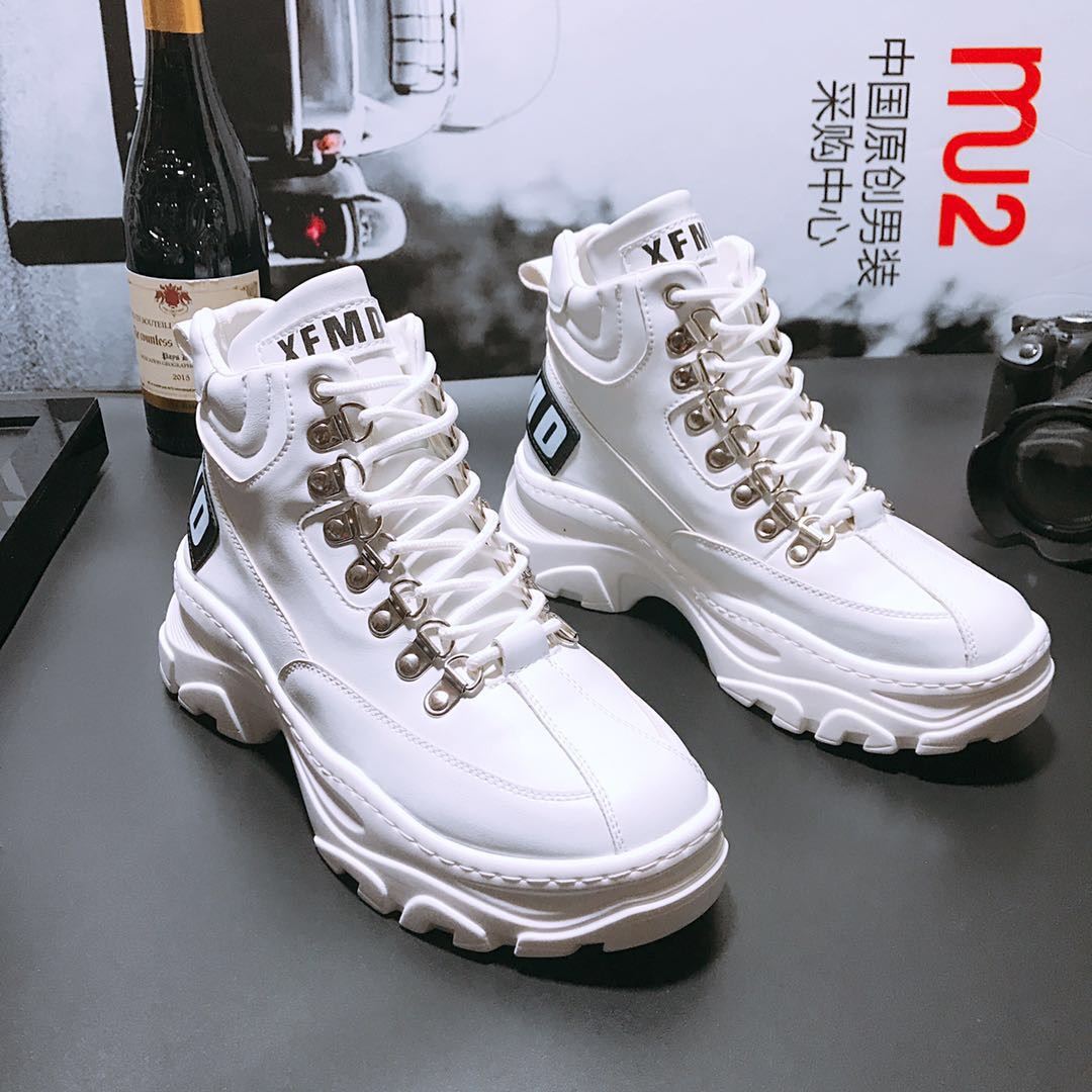 欧洲站男鞋2019春夏新款男靴真皮靴子松糕厚底短靴英伦风马丁靴潮