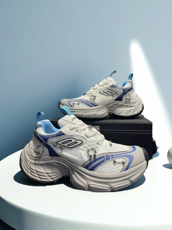 UCoc欧洲站男鞋2025夏季新款金属风厚底老爹鞋个性网面透气运动鞋