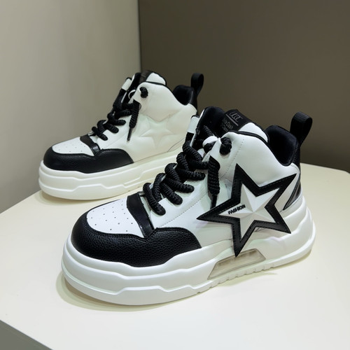 高帮小白鞋男款秋冬潮牌男鞋小众个性设计气垫底运动鞋百搭休闲鞋