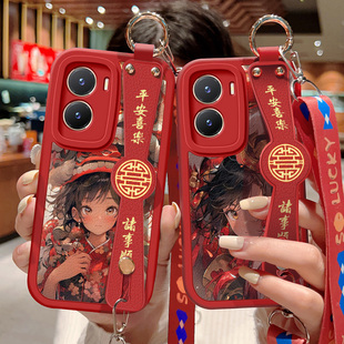 5G卡通龙年男情侣新年款 保护套女孩Y35 硅胶软边vivo可斜挎腕带Y35m镜头全包Y35M 适用vivoy35手机壳防摔Y35