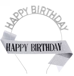 网红女孩闪粉礼仪带绶带肩带少女公主派对拍照道具生日装扮皇冠