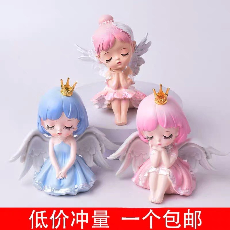 搪胶安妮宝贝天使蛋糕装饰摆件女