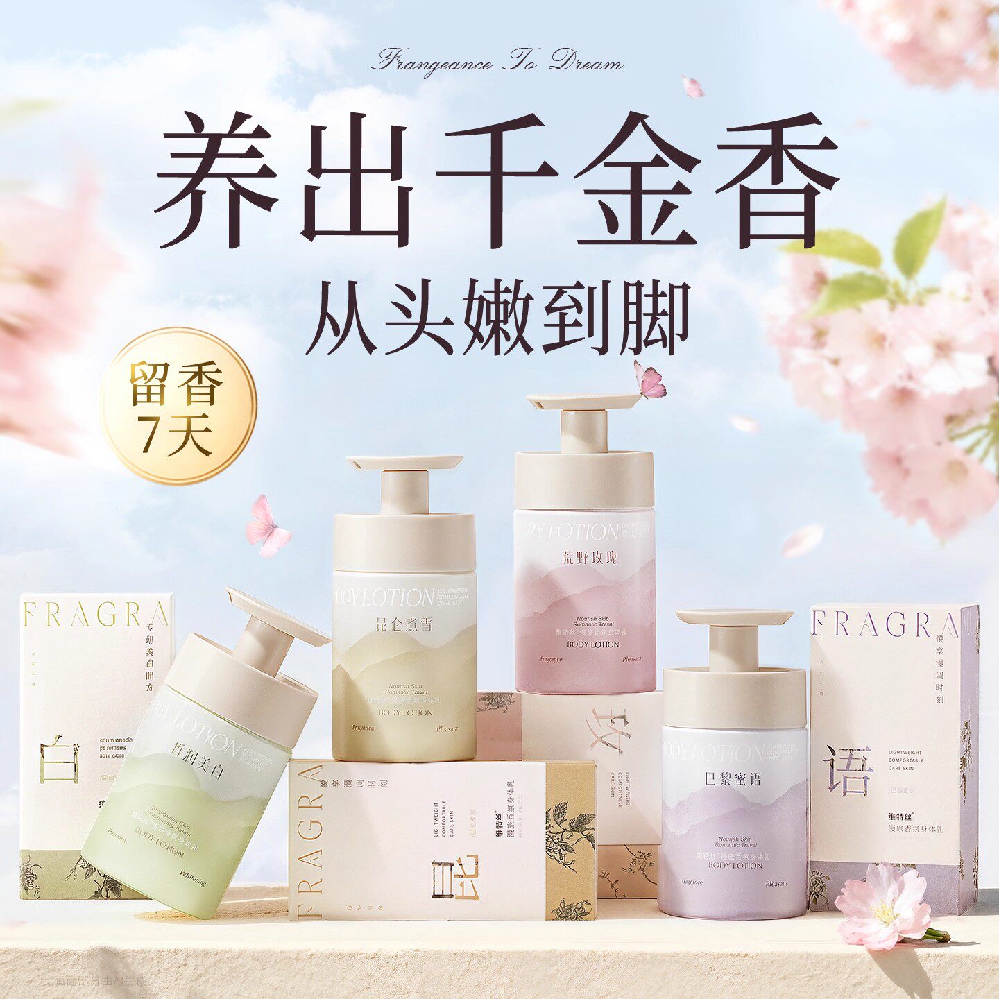身体乳美白保湿滋润女皮肤干燥持久留香24小时香体旗舰店正品官方