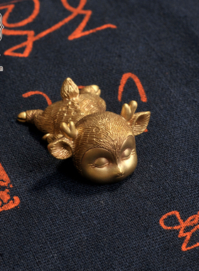 原创可爱风纯铜小鹿金属书法摆件