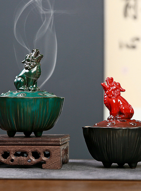 陶瓷禅意复古莲家用香薰炉