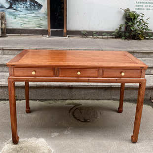 大果紫檀马蹄足写字台小书桌缅甸花梨木红木办公中式明式画案家具