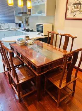 刺猬紫檀明式方型餐桌简约中式红木餐台全实木中山允品花梨木家具