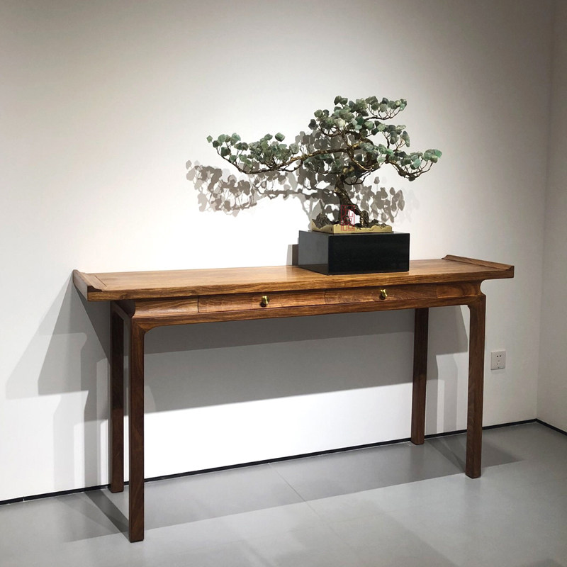 允品条案榫卯刺猬紫檀原木极简